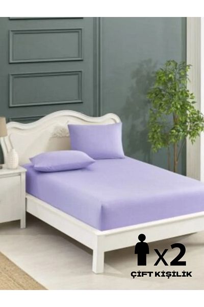 Suvida Cotton Double Elastic Sheet Set - Soft Colors, Padded, 3-Piece