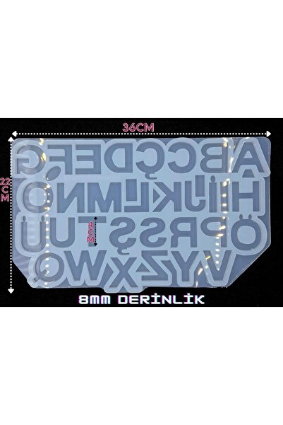 epoksikalipmarketi Epoksi Silikon Kalıp / Standart Boy Ters Alfabe Kalıbı / T...