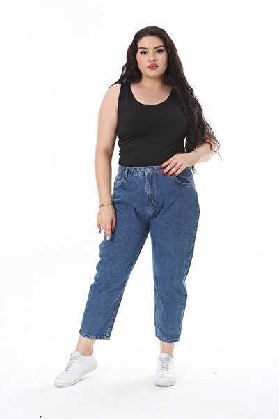 Şans Modré džíny velké velikosti s 5 kapsami – 65N38181