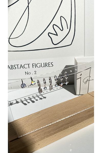 GAMZE Vip Steel Letter B Cartilage Included Earring Set