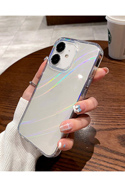 EDELFU حافظة هاتف آيفون 12- 12Pro أورورا ليزر هولوجرام صلبة شفافة غير صفراء م...