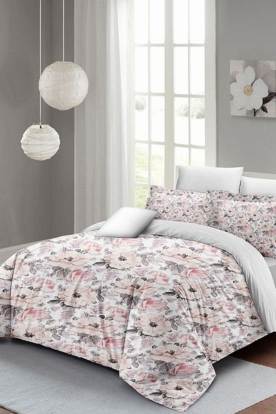 PerlaSera تصميم مخصص ثلاثي الأبعاد Dream Roses Luxury - طقم غطاء لحاف مزدوج، مصنوع من القطن الساتان المنسوج بشكل محكم
