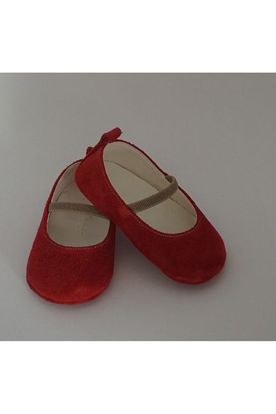 LİLOŞ Db Kids Red Leather First Step Shoes - Banded