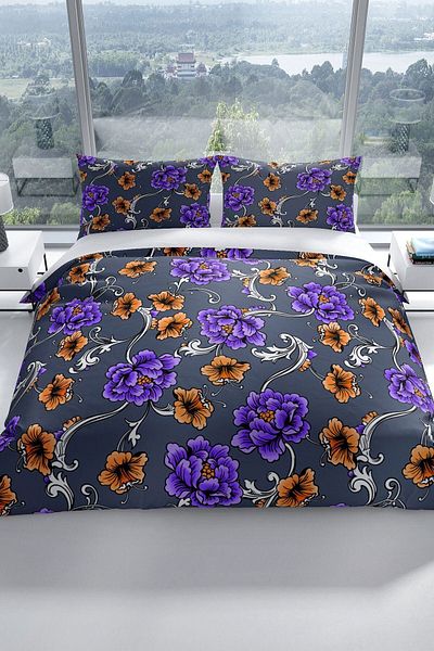 Cattleya Floral 3d Cotton Satin Double Duvet Cover Set