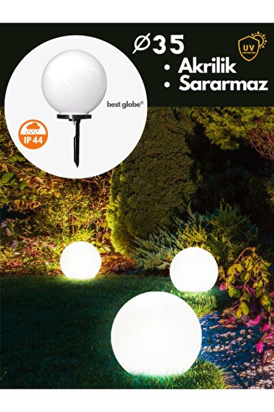 Yakan Aydınlatma 35cm Akrilik Bahçe Top Glop Aydınlatma Best Globe (BEYAZ) 1 ...