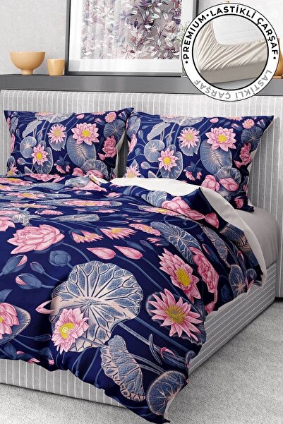 MonoHome Nevresim Takımı %100 Pamuk Saten Lastikli Çarşaf Deluxe Koleksiyon Ç...