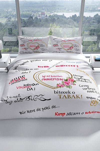 PerlaSera Mother's Day 3d Cotton Satin Double Duvet Cover Set