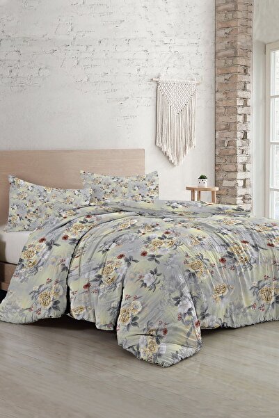 MonoHome Set cuvertură de pilota dublă din bumbac satinat cu cearșafuri elast...