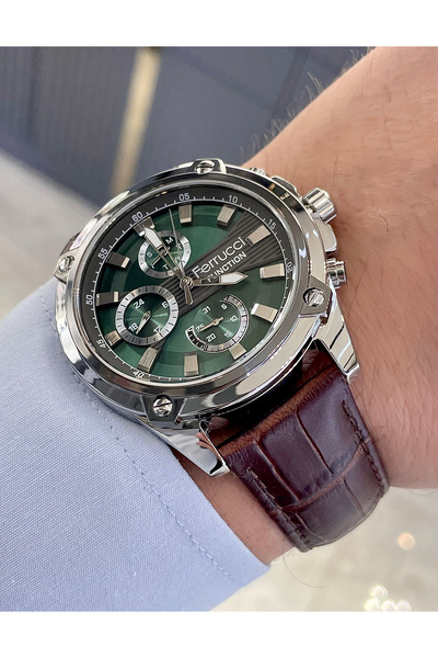 Ferrucci Kordonu Kahverengi İç Kadranı Yeşil Erkek Kol Saati