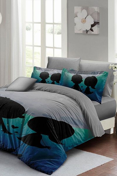 PerlaSera 3D Custom Design for Valentine's Day - Double Duvet Cover Set, Tightly Woven Cotton Satin