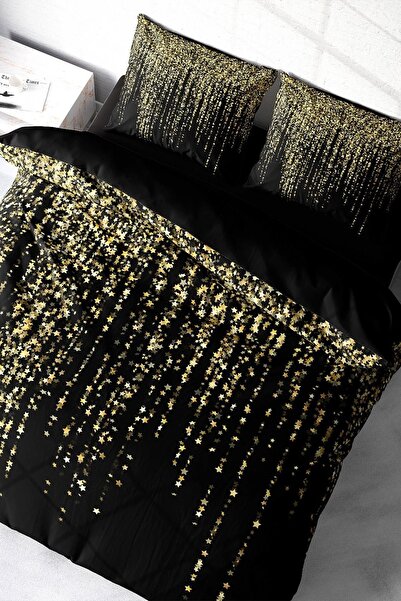 MonoHome طقم غطاء لحاف مزدوج من الساتان القطني بنسبة 100% مع ملاءات جاهزة ليلة مليئة بالنجوم