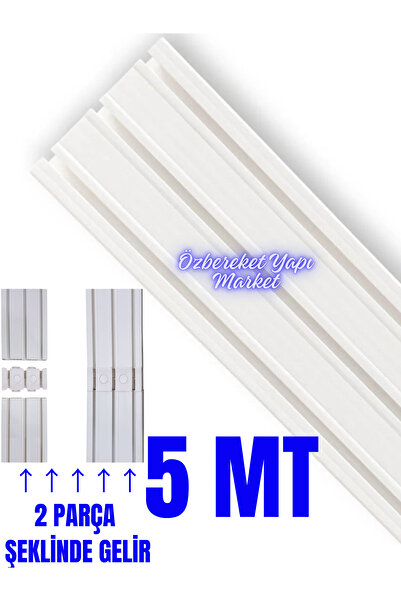 özbereketyapimarket 3 Raylı Perde Rayı 5 Metre 3'lü Korniş Üçlü Korniş Süper ...