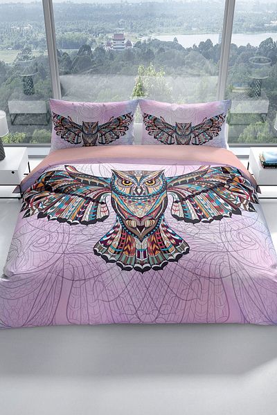 Cattleya Mr. Owl 3d Cotton Satin Double Duvet Cover Set