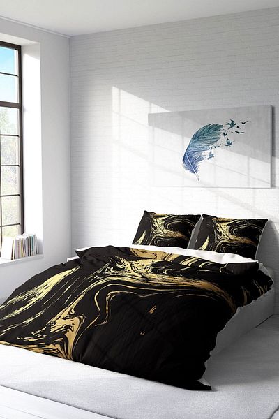 PerlaSera 3D Custom Design Duvet Cover Set - Tightly Woven Cotton Satin, Double, Black Design