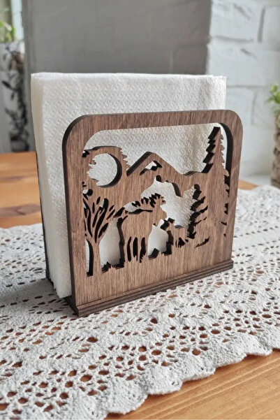 AHWART Nature Themed Wooden Desktop Napkin Organizer