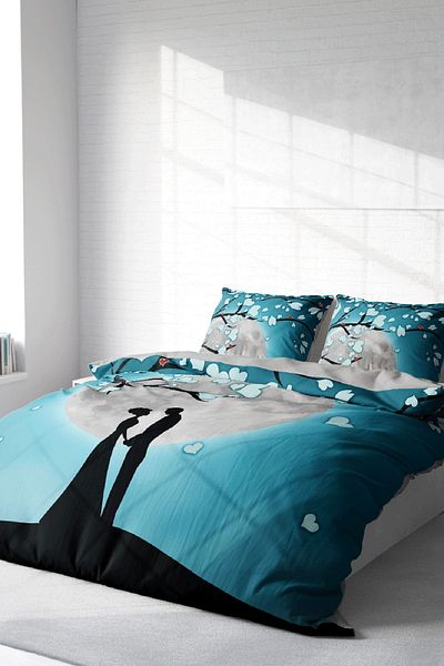 PerlaSera 3D Custom Design for Valentine's Day - Double Duvet Cover Set, Tightly Woven Cotton Satin
