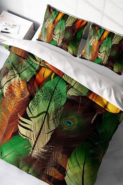 PerlaSera Green Forest 3D Custom Design - Double Duvet Cover Set, Tight Woven Cotton Satin