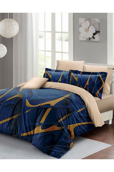 PerlaSera 3D Custom Design Duvet Cover Set - Tightly Woven Cotton Satin, Double, Blue Brown