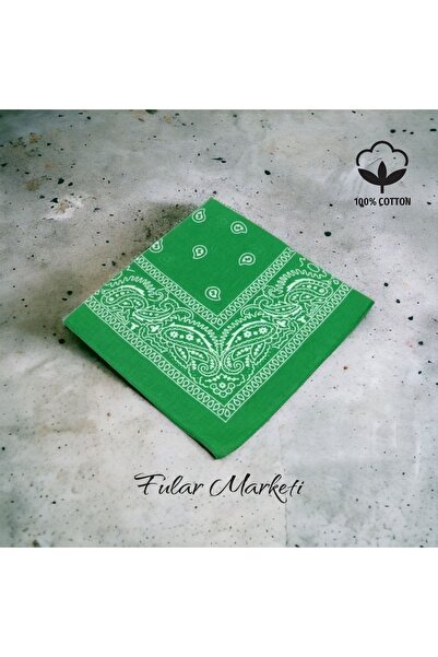 Fular Marketi Bandana unisex cu model etnic verde Benetton - 100% bumbac, cum...