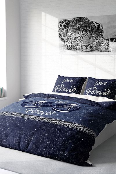 PerlaSera Space Infinity - Double Duvet Cover Set, Tightly Woven Cotton Satin, 3D Custom Design