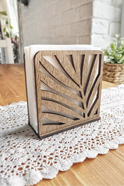 AHWART Ahşap Masaüstü Peçete Organizeri, Yaprak Dekor Peçetelik