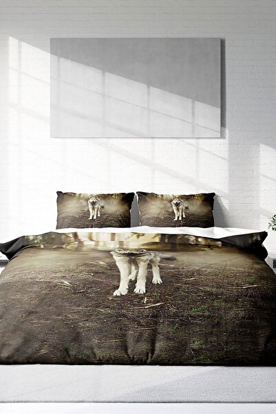 PerlaSera Fluwolf 3D Custom Design - Double Duvet Cover Set, Tightly Woven Cotton Satin