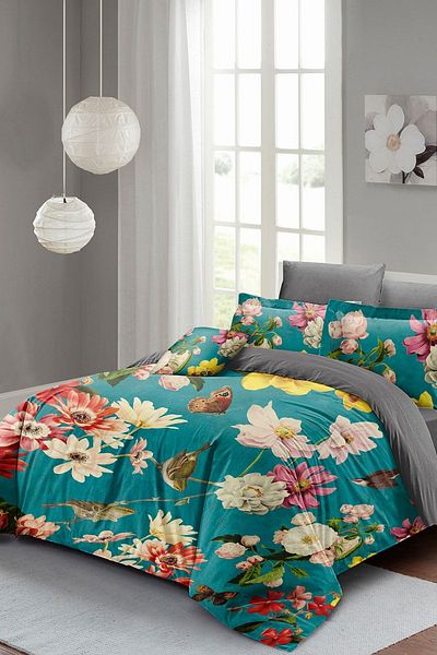 PerlaSera Rose Mix 3D Custom Design - Double Duvet Cover Set, Tightly Woven Cotton Satin