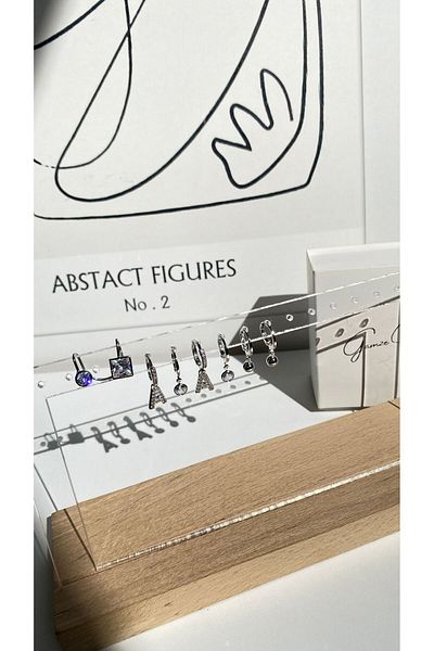 GAMZE Vip a Stylish Steel Cartilage Included Earring Set
