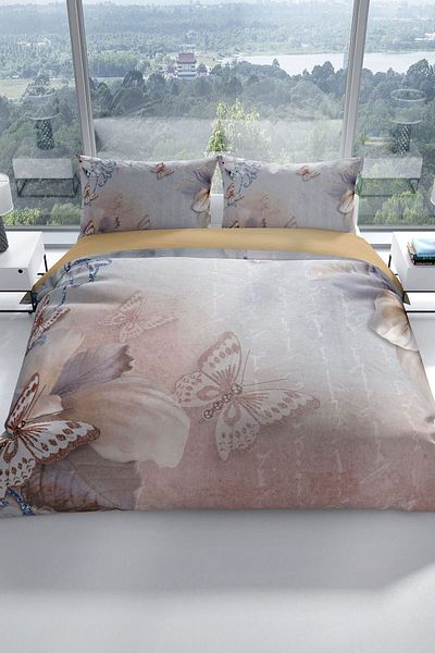 PerlaSera Mariposa 3d Cotton Satin Double Duvet Cover Set