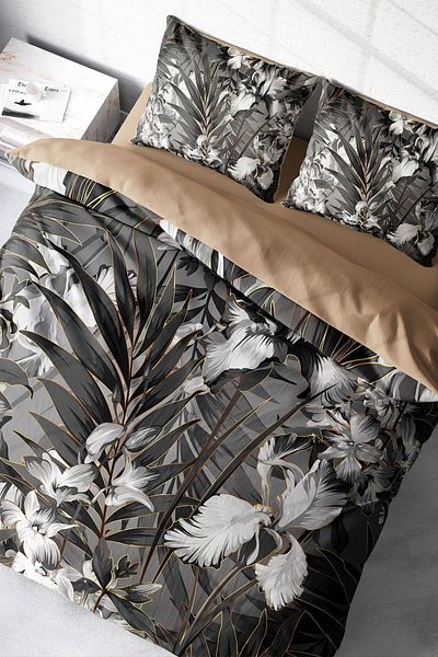PerlaSera 3D Custom Design - Double Cotton Satin Duvet Cover Set, Gray Casual