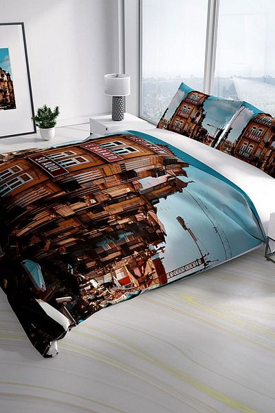 Cattleya Apartment 3D Cotton Satin Double Duvet Cover Set