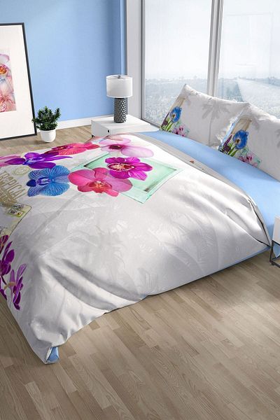 PerlaSera Viola 3d Cotton Satin Double Duvet Cover Set