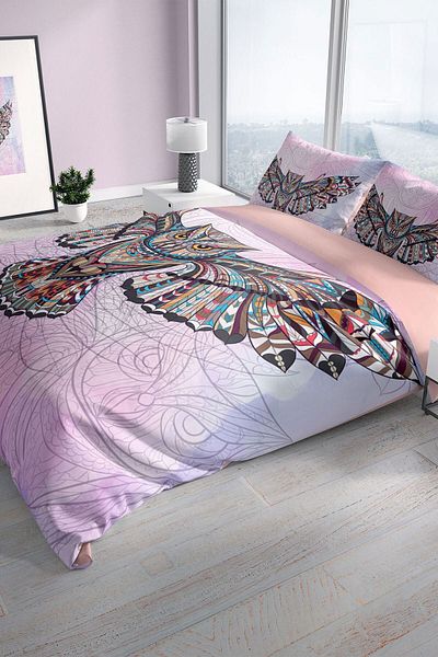 PerlaSera Mr. Owl 3d Cotton Satin Double Duvet Cover Set