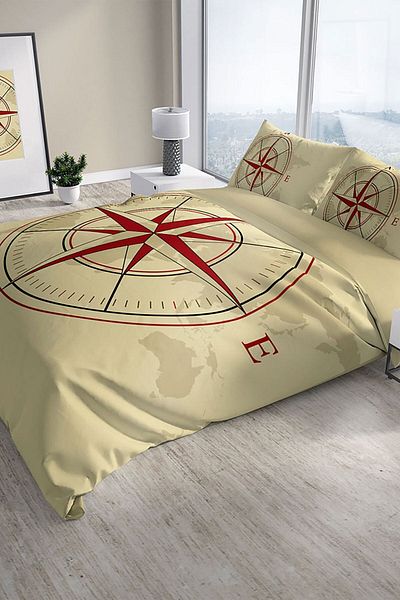 Cattleya Compass 3D Cotton Satin Double Duvet Cover Set