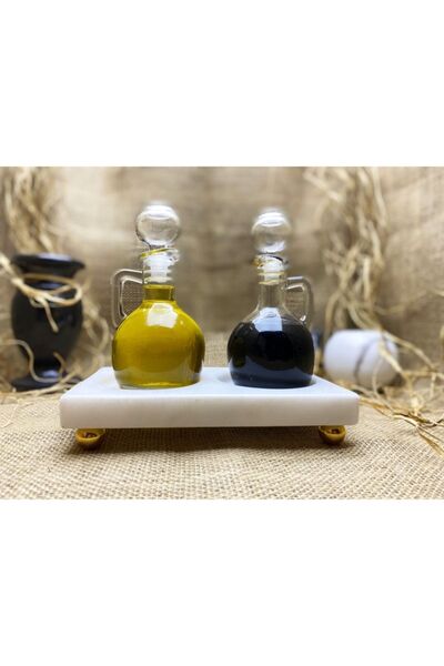 Modestmar Doğal Beyaz Mermer Yağdanlık Standı Gold Top Ayaklı