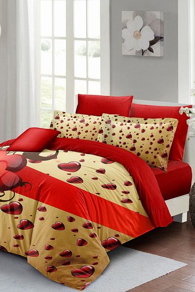 PerlaSera 3D Custom Design - Double Duvet Cover Set, Tightly Woven Cotton Satin, Valentine's Day Gift