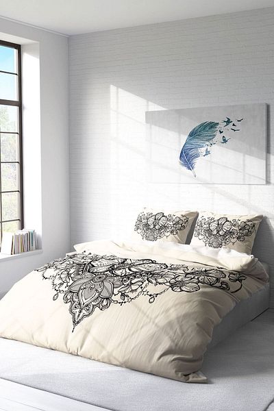 PerlaSera 3D Custom Design Duvet Cover Set - Tightly Woven Cotton Satin, Double, Gray Lines