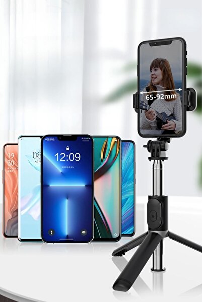 Buffer ® Masaüstü Tripod Olabilen Telefon Tutuculu Kablosuz Kumandalı Selfie Çubuğu