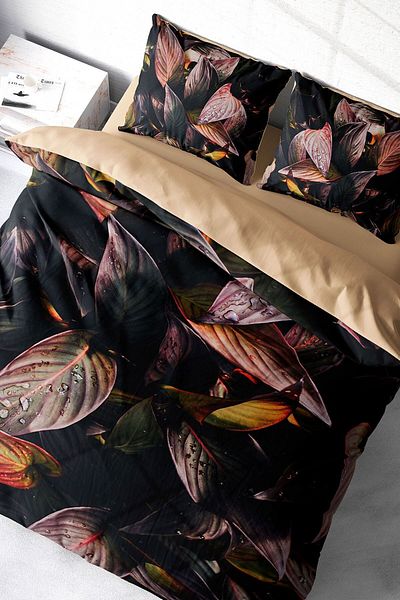 PerlaSera 3D Custom Design Duvet Cover Set - Tightly Woven Cotton Satin, Fall Leaves Double
