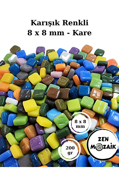 Zen Mozaik Sanatsal Mozaik Çalışmalarınız için 8 x 8 mm - Kare Cam Mozaik Taşı