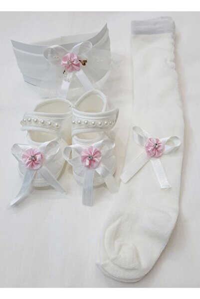 BERKAY عصابة رأس وأحذية وجوارب داخلية قطنية للأطفال من سن تيكستيل، 0-3 أشهر