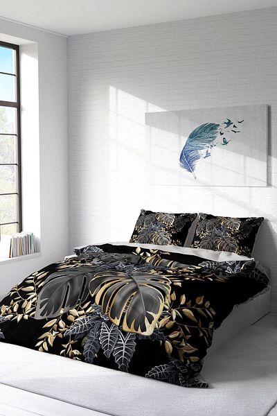 PerlaSera 3D Custom Design - Double Cotton Satin Duvet Cover Set Leaf
