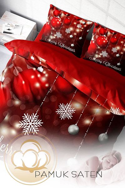 MonoHome New Year's Double Duvet Cover (With Elastic Sheet) 100% Cotton Satin Crystal