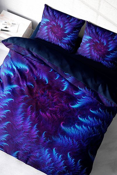 PerlaSera 3D Custom Design Duvet Cover Set - Double, Cotton Satin, Purple Energy