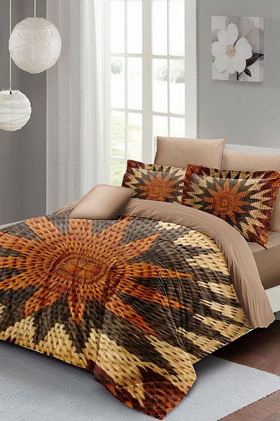 PerlaSera 3D Custom Designed Double Duvet Cover Set - Satin, Cotton and Wicker Flower