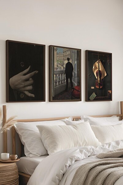 Postifull Set de picturi vintage, 3 bucăți cadru negru și poster - Decorare p...