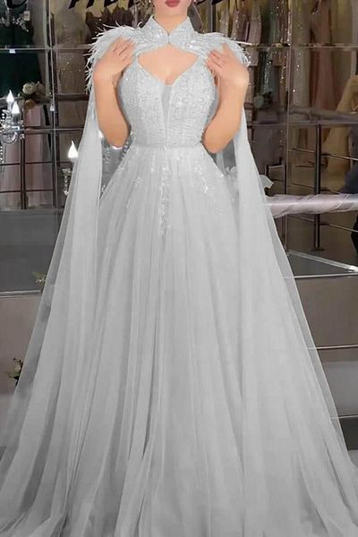 Gold Dresses KatKATLace and Cape Tulle Evening Dress - Gld24168