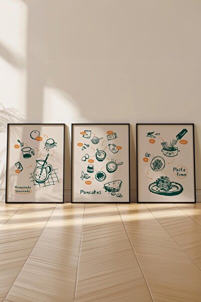 Postifull Minimalist Tablo Seti, 3 Adet Siyah Çerçeve ve Poster - Yatak Odası, Salon, Mutfak Duvar Dekoru
