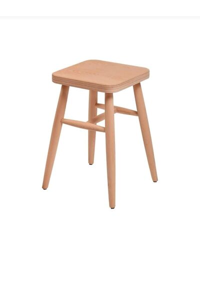 e.h.m ahşap sanatları Ham Ahşap Torna Kare Tabure 45 cm