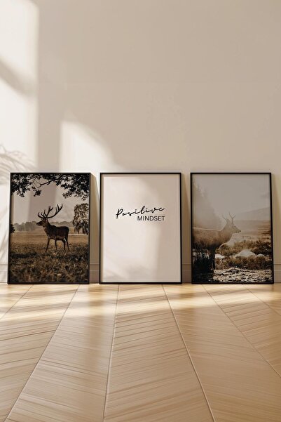 Postifull Rustic Vintage Tablo Seti, 3 Adet Siyah Çerçeve ve Poster - Salon, Mutfak, Yatak Odası Duvar Dekor